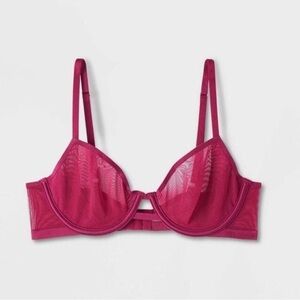 Auden 38DD Demi Mesh Underwire Bra Burgundy